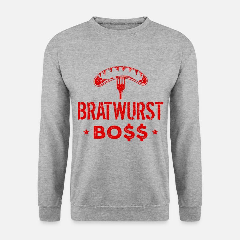 Bratwurst Boss Chefkoch - Unisex Pullover - Weißgrau meliert