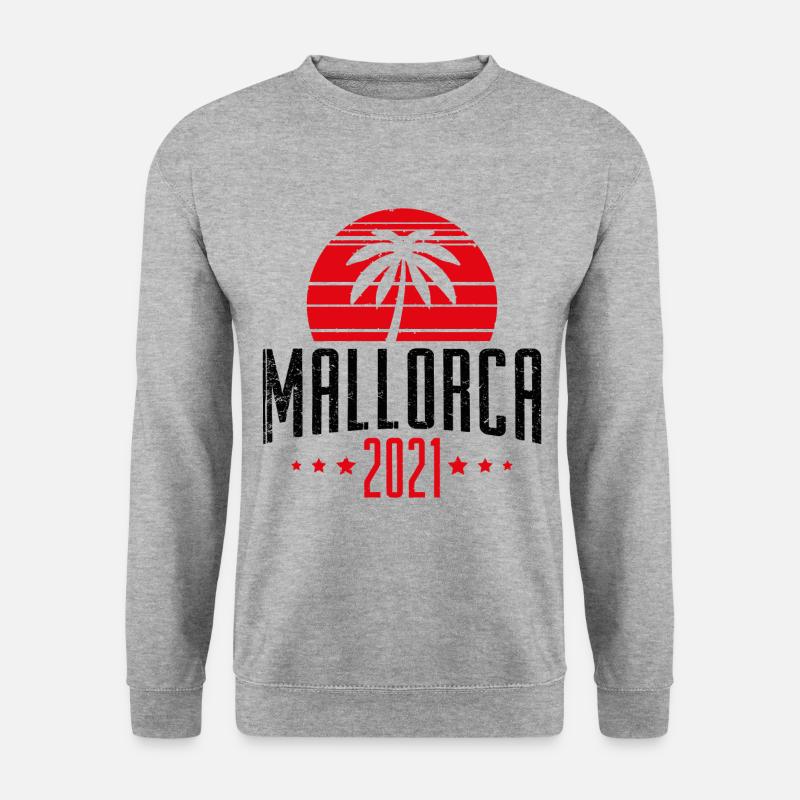 Mallorca 2021 Palme - Unisex Pullover - Weißgrau meliert