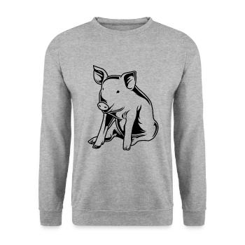 Pig sow boar silhouette - Unisex Sweatshirt - salt & pepper - Front - Alina (178cm) & Michal (187cm)