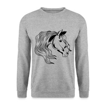 cheval tête - Sweat-shirt Unisexe - gris chiné - Devant - Alina (178cm) & Michal (187cm)