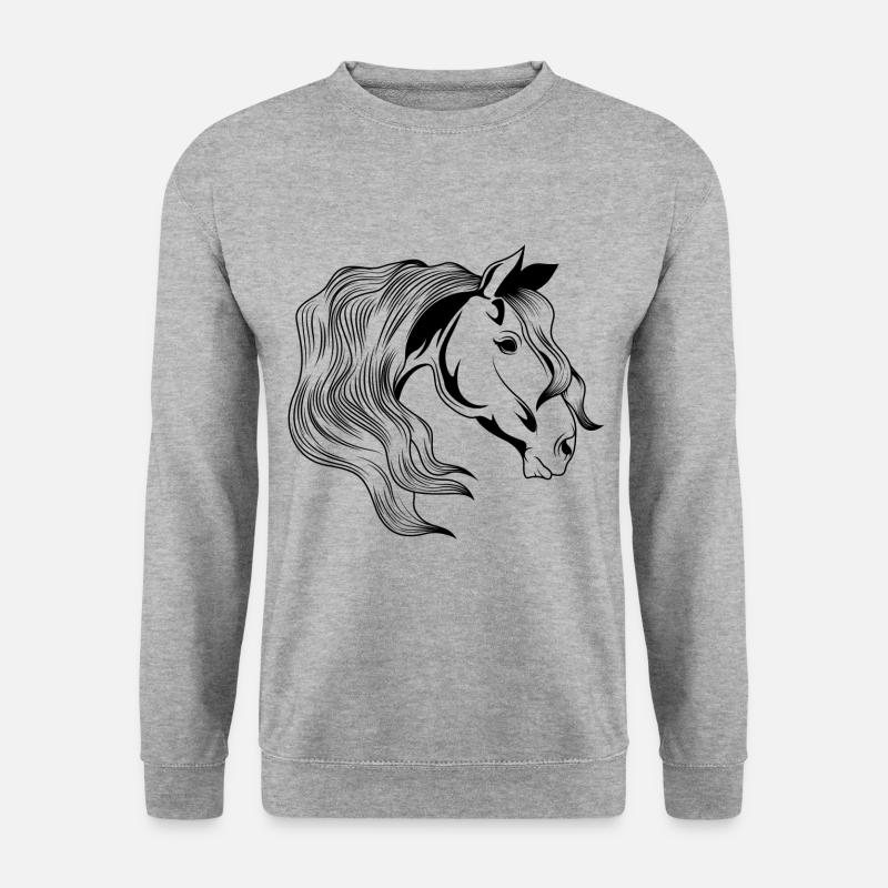pferd kopf reiten - Unisex Pullover - Weißgrau meliert