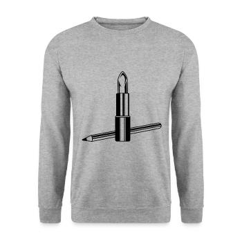 Lippenstift Symbol Make up - Unisex Pullover - Weißgrau meliert - Vorne - Alina (178cm) & Michal (187cm)