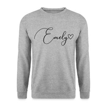 Emely Nom Prénom Fille - Sweat-shirt Unisexe - gris chiné - Devant - Alina (178cm) & Michal (187cm)