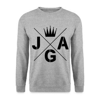 jga krone junggesellenabschied - Unisex Pullover - Weißgrau meliert - Vorne - Alina (178cm) & Michal (187cm)