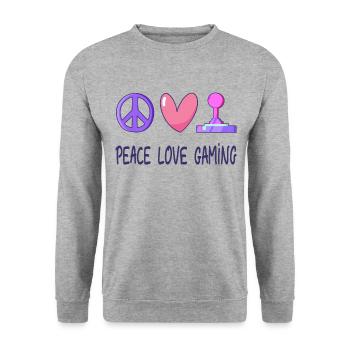 Frieden Liebe Gaming - Unisex Pullover - Weißgrau meliert - Vorne - Alina (178cm) & Michal (187cm)