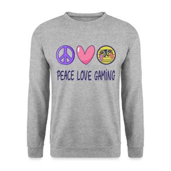 Frieden Liebe Gaming - Unisex Pullover - Weißgrau meliert - Vorne - Alina (178cm) & Michal (187cm)