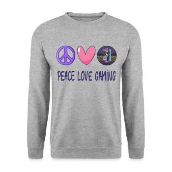 Frieden Liebe Gaming - Unisex Pullover - Weißgrau meliert - Vorne - Alina (178cm) & Michal (187cm)