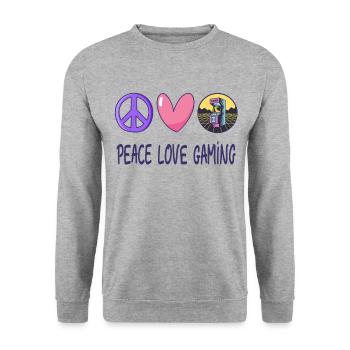 Frieden Liebe Gaming - Unisex Pullover - Weißgrau meliert - Vorne - Alina (178cm) & Michal (187cm)