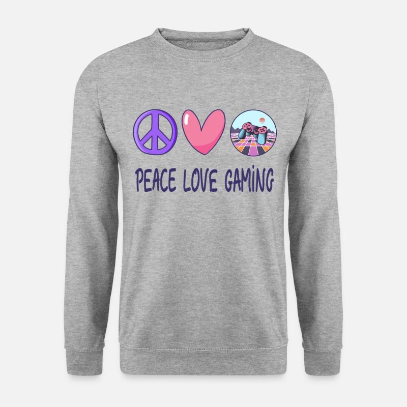 Frieden Liebe Gaming - Unisex Pullover - Weißgrau meliert