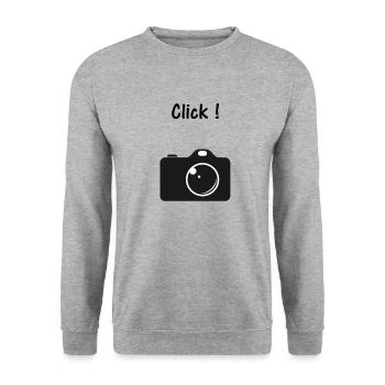 Kamera Foto Click - Unisex Pullover - Weißgrau meliert - Vorne - Alina (178cm) & Michal (187cm)