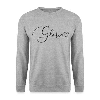 Gloria Name Vorname Mädchen - Unisex Pullover - Weißgrau meliert - Vorne - Alina (178cm) & Michal (187cm)