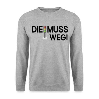 Die Ampel muss Weg - Unisex Pullover - Weißgrau meliert - Vorne - Alina (178cm) & Michal (187cm)