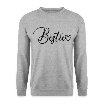 Bestie Schrift - Unisex Pullover - Weißgrau meliert - Vorne - Alina (178cm) & Michal (187cm)