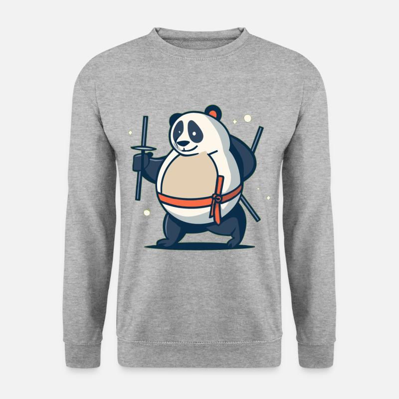 Panda - Unisex Pullover - Weißgrau meliert