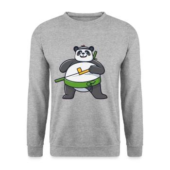 Ninja - Unisex Pullover - Weißgrau meliert - Vorne - Alina (178cm) & Michal (187cm)