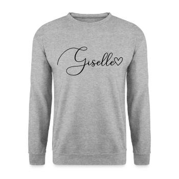 Giselle Nom de famille Prénom Fille - Sweat-shirt Unisexe - gris chiné - Devant - Alina (178cm) & Michal (187cm)