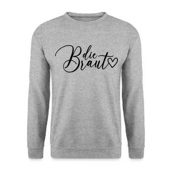 Die Braut Schrift - Unisex Pullover - Weißgrau meliert - Vorne - Alina (178cm) & Michal (187cm)