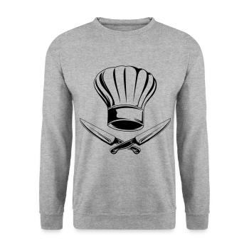 couteau symbole bonnet de cuisine - Sweat-shirt Unisexe - gris chiné - Devant - Alina (178cm) & Michal (187cm)