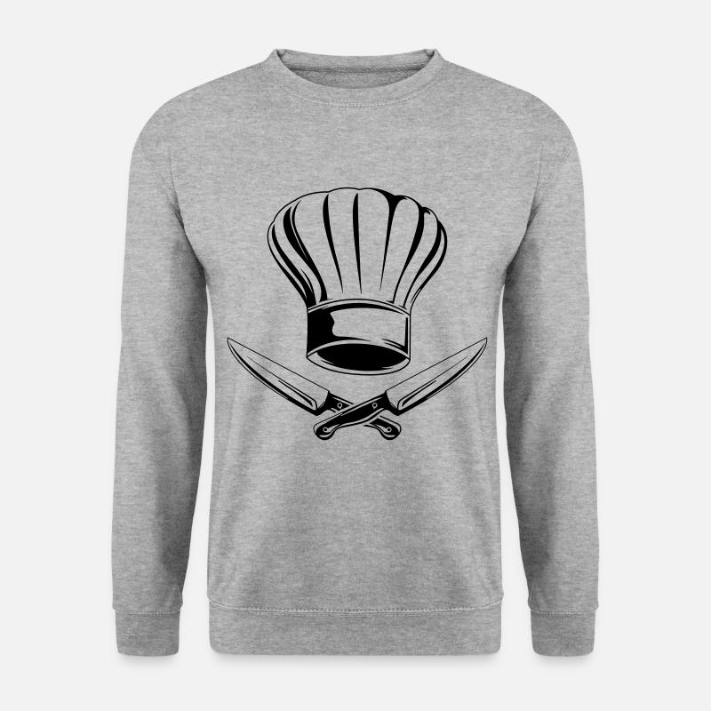 messer symbol kochmütze - Unisex Pullover - Weißgrau meliert