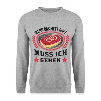 Der Tut Nix Der will nur Mettbrötchen Mett - Unisex Pullover - Weißgrau meliert - Vorne - Alina (178cm) & Michal (187cm)