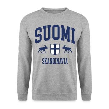 Finnland - Unisex Pullover - Weißgrau meliert - Vorne - Alina (178cm) & Michal (187cm)