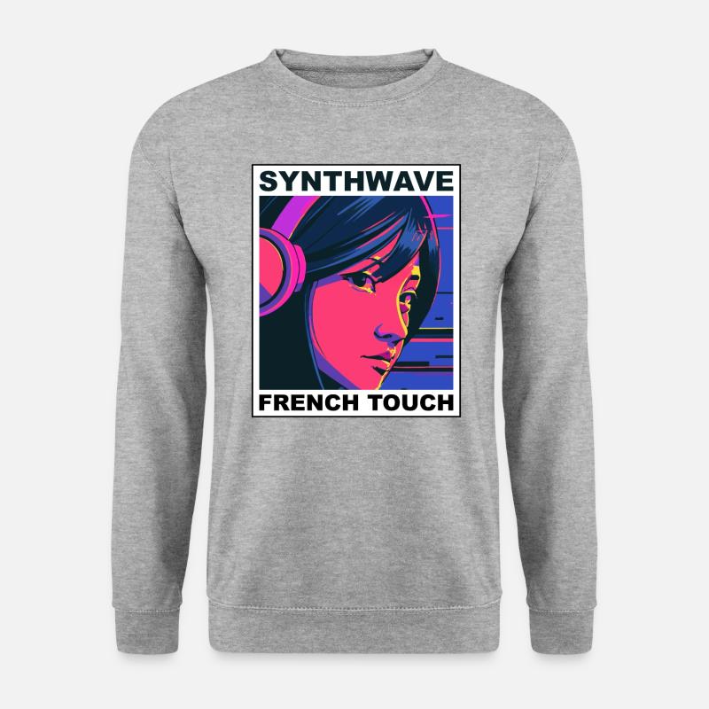 SYNTHWAVE FRENCH TOUCH - Unisex Pullover - Weißgrau meliert