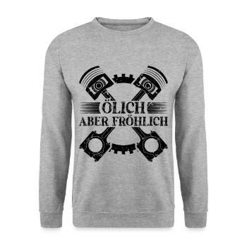 Auto Schrauber Tuner Mechaniker Ölich - Unisex Pullover - Weißgrau meliert - Vorne - Alina (178cm) & Michal (187cm)
