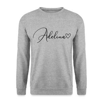 Adelina Nom Prénom Fille - Sweat-shirt Unisexe - gris chiné - Devant - Alina (178cm) & Michal (187cm)