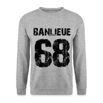 banlieue 68 - Unisex Sweatshirt - salt & pepper - Front - Alina (178cm) & Michal (187cm)