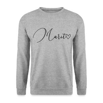 Marit Name Vorname Mädchen - Unisex Pullover - Weißgrau meliert - Vorne - Alina (178cm) & Michal (187cm)