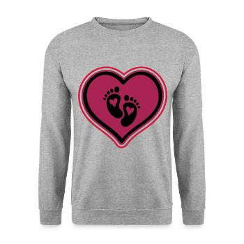 baby feet baby heart - Unisex Sweatshirt - salt & pepper - Front - Alina (178cm) & Michal (187cm)