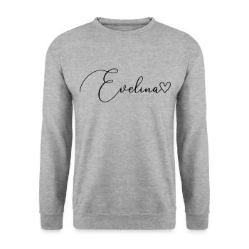 Evelina Nom Prénom Fille - Sweat-shirt Unisexe - gris chiné - Devant - Alina (178cm) & Michal (187cm)