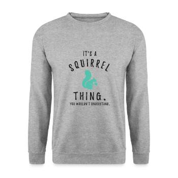 It's a squirrel thing süßes Eichhörnchen Tierliebe - Unisex Pullover - Weißgrau meliert - Vorne - Alina (178cm) & Michal (187cm)