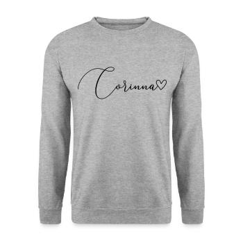Corinna Nom Prénom Fille - Sweat-shirt Unisexe - gris chiné - Devant - Alina (178cm) & Michal (187cm)