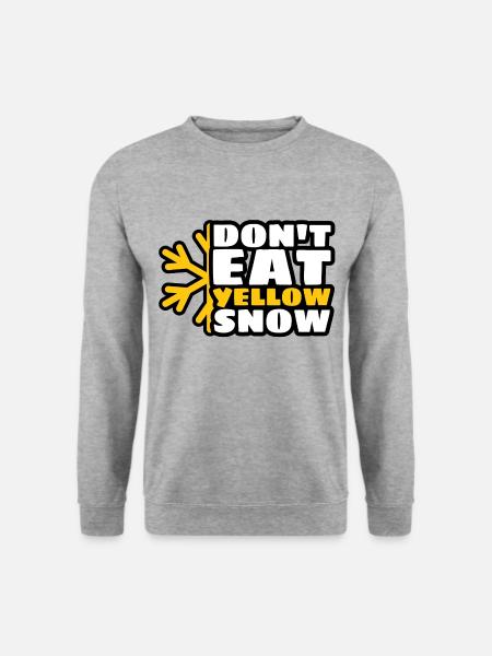 Dont Eat Yellow Snow Apres Ski Snowboarder Spruch - Unisex Pullover - Weißgrau meliert