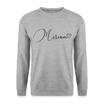 Miriam Last Name First Name Girl - Unisex Sweatshirt - salt & pepper - Front - Alina (178cm) & Michal (187cm)