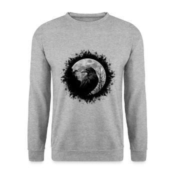 Black crow mystical raven at full moon - Unisex Sweatshirt - salt & pepper - Front - Alina (178cm) & Michal (187cm)