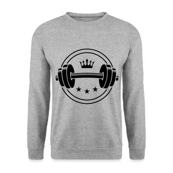 dumbbell icon weights symbol crown - Unisex Sweatshirt - salt & pepper - Front - Alina (178cm) & Michal (187cm)