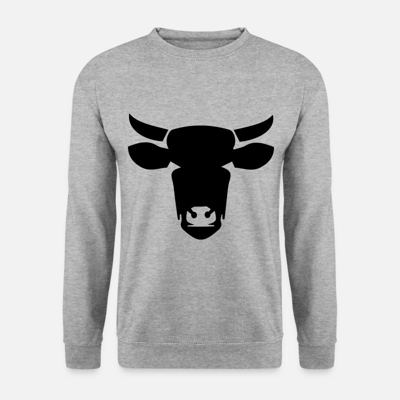 Kuh Kopf Cow Symbol - Unisex Pullover - Weißgrau meliert