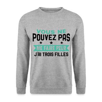 Drôle Papa J'Ai Trois Filles Meilleur Papa Cadeau - Sweat-shirt Unisexe - gris chiné - Devant - Alina (178cm) & Michal (187cm)