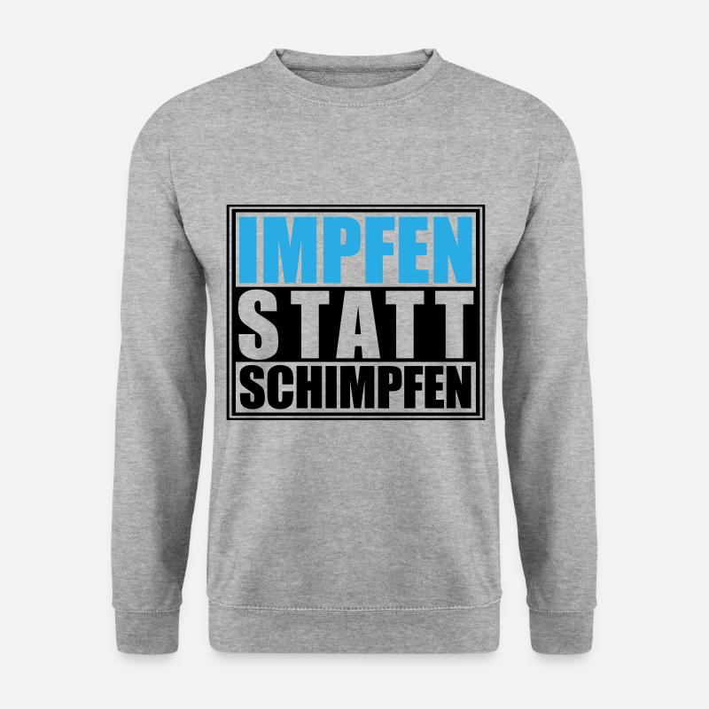 Impfen statt Schimpfen, Corona | Farben änderbar - Unisex Pullover - Weißgrau meliert