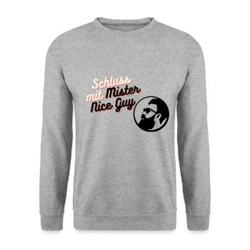 Schluss mit dem netten Typen - Unisex Pullover - Weißgrau meliert - Vorne - Alina (178cm) & Michal (187cm)
