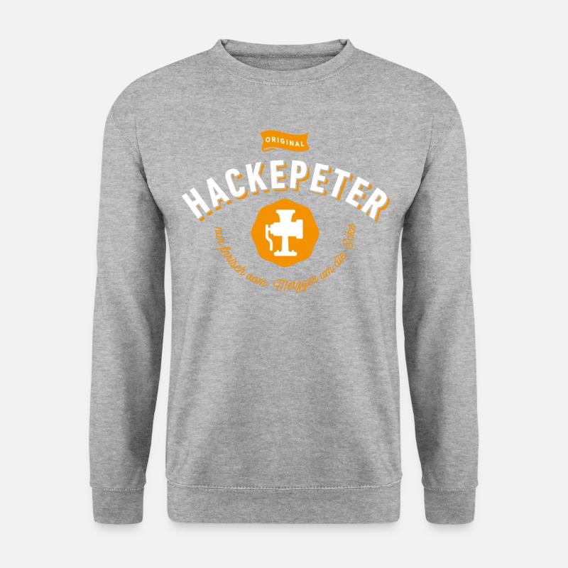 HACKEPETER - Ein Herz für Hack :-) - Unisex Pullover - Weißgrau meliert