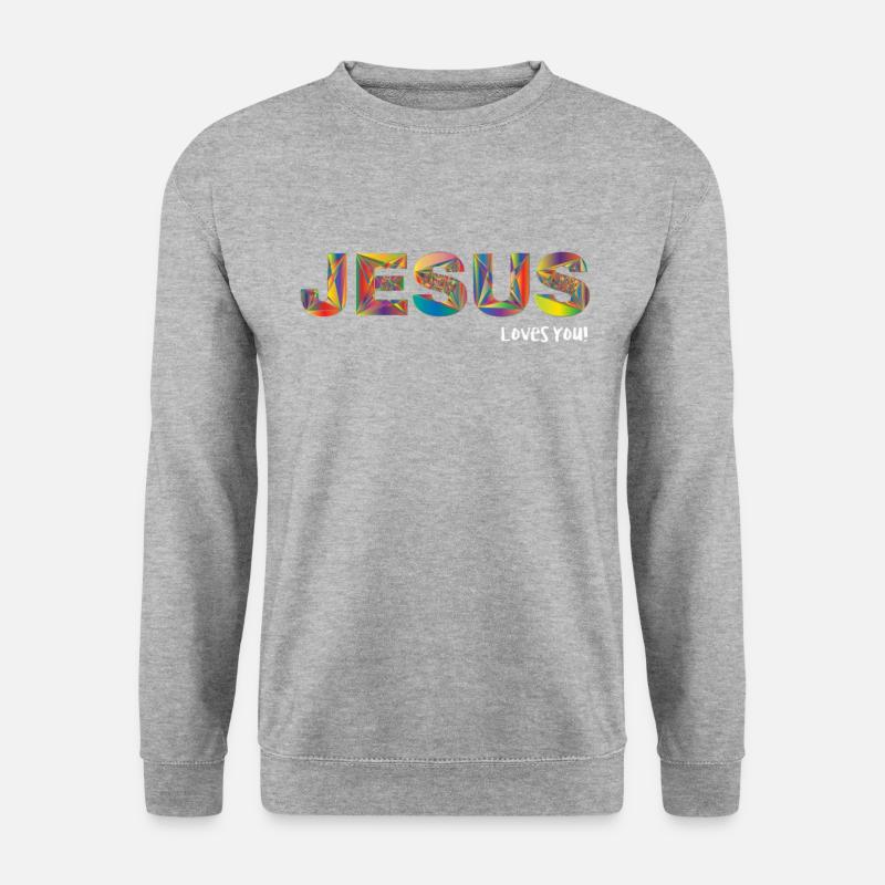 Jesus liebt dich - Unisex Pullover - Weißgrau meliert