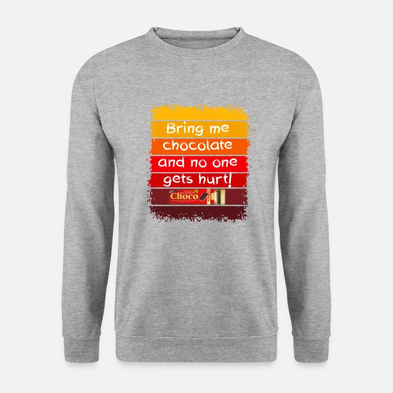 Bring mir Schokolade - Unisex Pullover - Weißgrau meliert