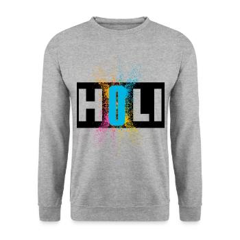 Holi Festival 2022 - Unisex Pullover - Weißgrau meliert - Vorne - Alina (178cm) & Michal (187cm)