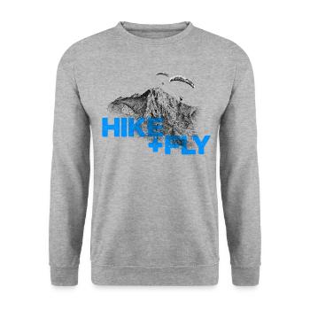 Hike & Fly Paragliding blau - Unisex Pullover - Weißgrau meliert - Vorne - Alina (178cm) & Michal (187cm)