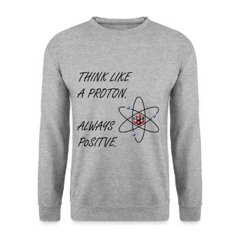 Proton - Soyez positif - Sweat-shirt Unisexe - gris chiné - Devant - Alina (178cm) & Michal (187cm)