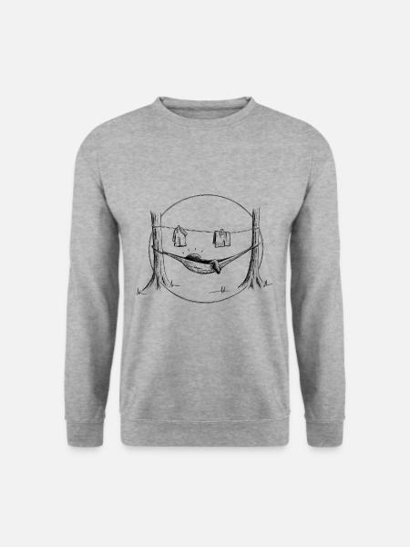 Camping Tapir Urlaub in Hängematte Freizeit Fun - Unisex Pullover - Weißgrau meliert