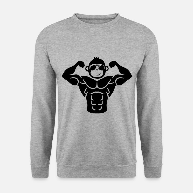affe muskeln - Unisex Pullover - Weißgrau meliert